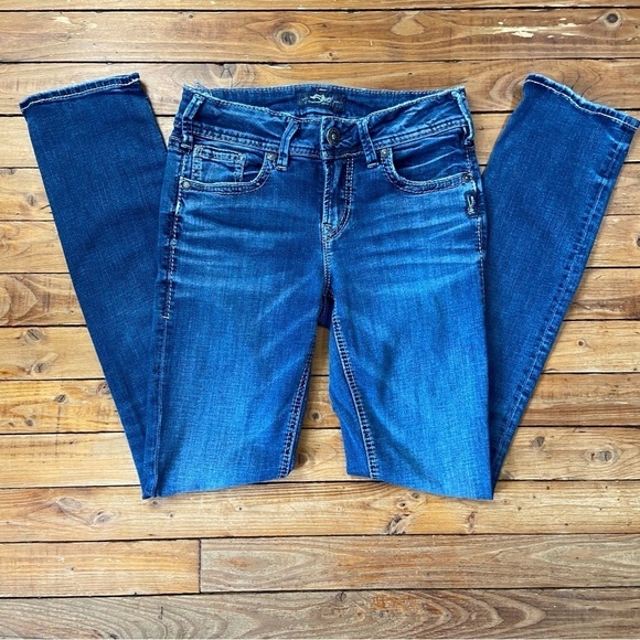 SILVER jeans Elyse straight western gloves low rise lightweight distressed 26 - Picture 12 of 12